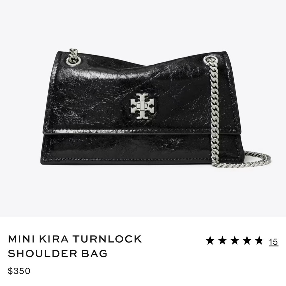 Tory Burch Black Kira Turnlock Chain Shoulder Bag